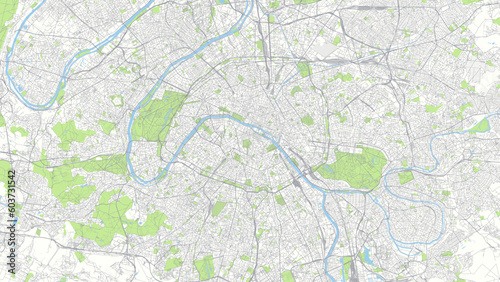 Color detailed urban road plan city map Paris, vector illustration