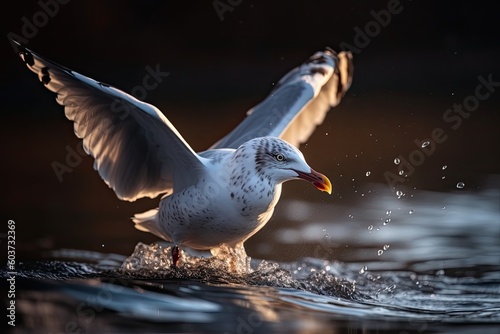 Seagull in the water. Generative AI. 