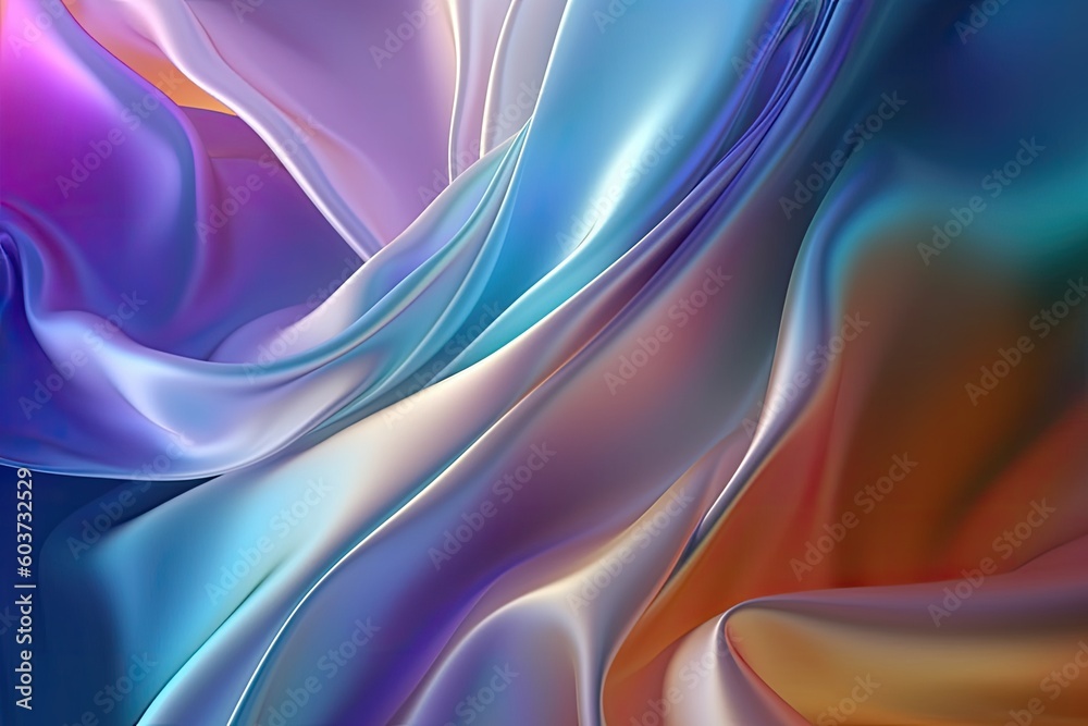 Fototapeta premium Pastel color abstract background of silk with waves. Generative AI.