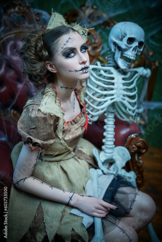 girl with skeleton
