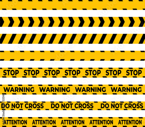 Warning tapes set for construction and crime. Vector illustaration © Tanya
