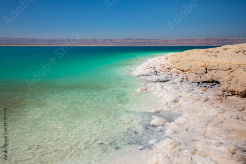The Dead Sea has an amazing color of water - it can be seen well from a distance. © PawelUchorczak