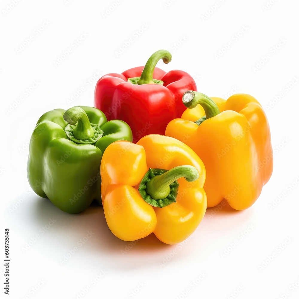 Peppers isolated on white background (generative AI) Peppers isolated on white background (generative AI)