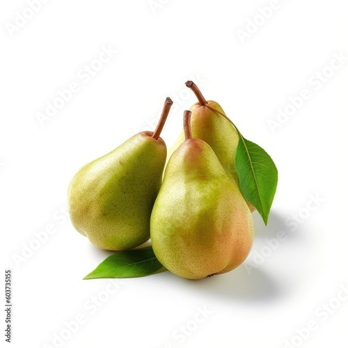 Pears isolated on white background (generative AI)