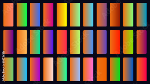 Colorful Orange Color Shade Linear Gradient Palette Swatches Web Kit Rounded Rectangles Template Set