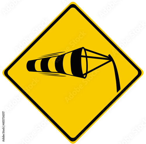 A traffic sign that means : beware of strong side wind photo