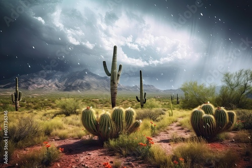 Arizona Monsoon Storm Across the Desert (Generative AI)