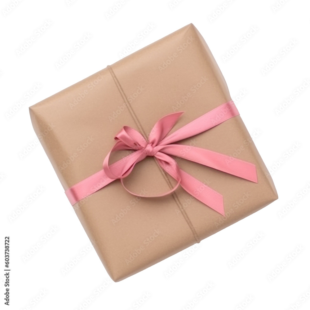 Brown gift box with pink ribbon Brown gift box with pink ribbon