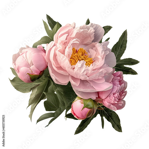 Pink peony flower arrangement transparent  © CozyDesign