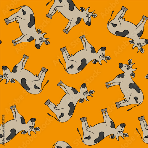 Vector isolated illustration of pattern with cows.
