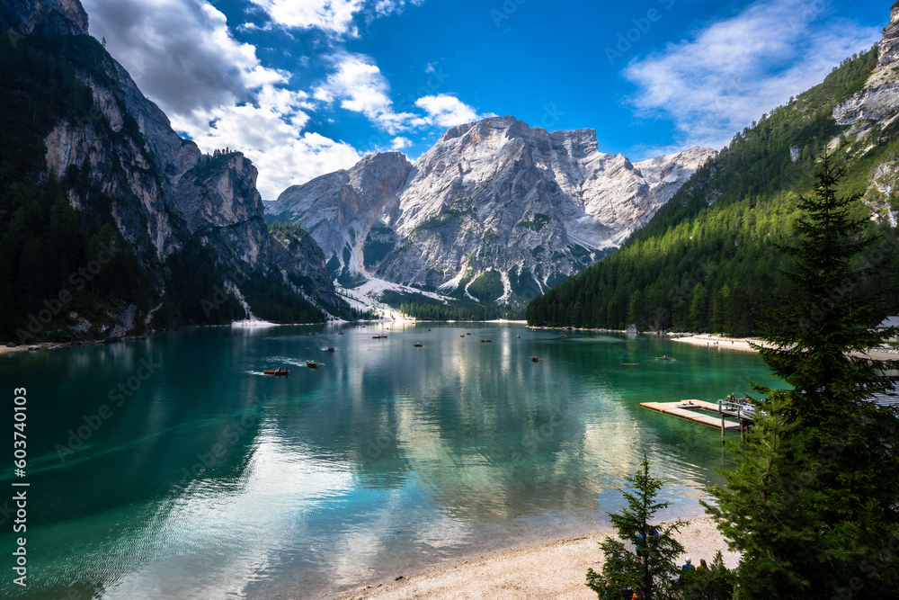 The Lago di brias., The most beautiful lake on Dolomites region ,Italy