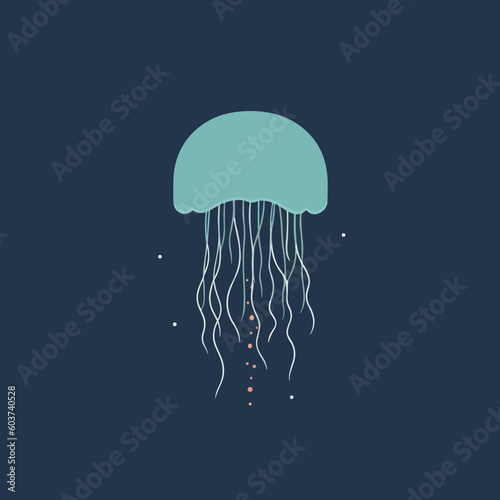 Minimalistic jellyfish blue logo vector art