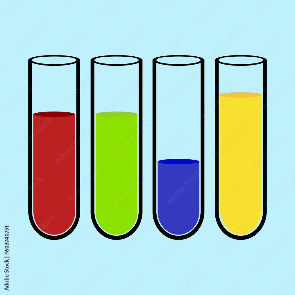 Experimental tube, Chemistry flask in flat vector illustration design Experimental tube, Chemistry flask in flat vector illustration design