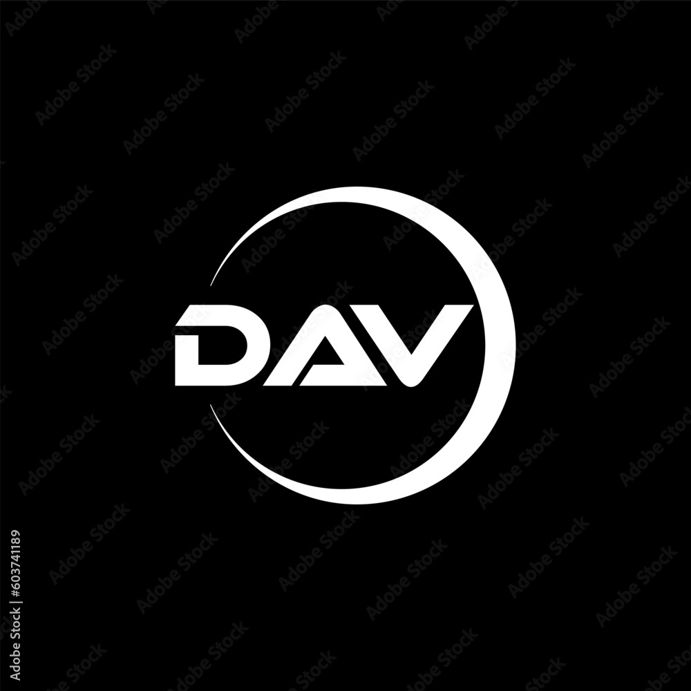 DAV letter logo design with black background in illustrator, cube logo, vector logo, modern alphabet font overlap style. calligraphy designs for logo, Poster, Invitation, etc. DAV letter logo design with black background in illustrator, cube logo, vector logo, modern alphabet font overlap style. calligraphy designs for logo, Poster, Invitation, etc.