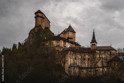 Gloomy medieval castle on the mountain, Orava, Slovakia.
