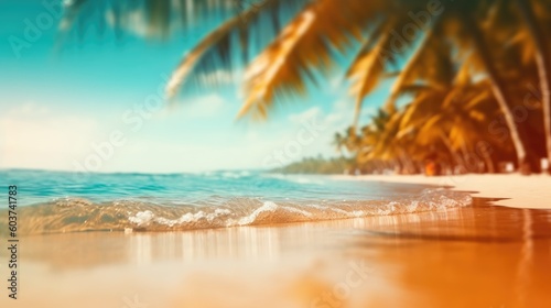 Perfect tropical beach landscape. Vacation holidays background. Generative AI