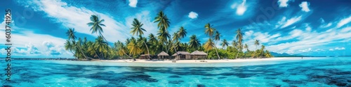Perfect tropical beach landscape. Vacation holidays background. Generative AI © Viktor