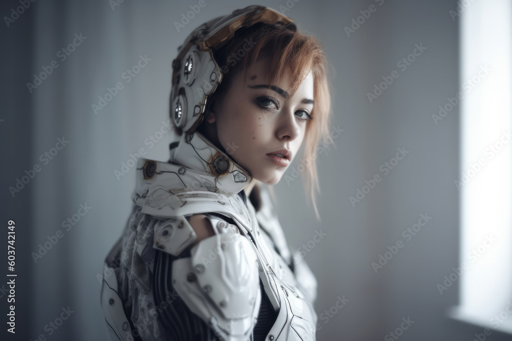 Cyborg woman, futuristic, generative AI Cyborg woman, futuristic, generative AI
