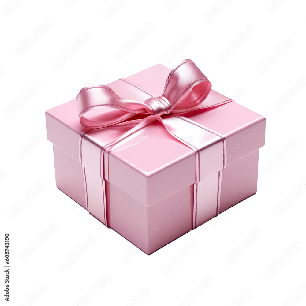 Obraz premium Pink gift box present with pink shiny ribbon