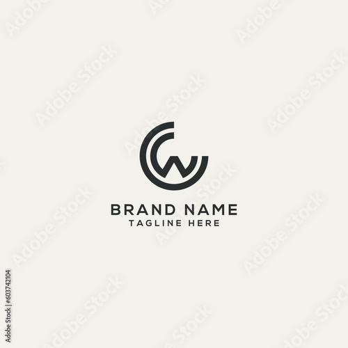 Abstract CW WC letter logo design. Flat vector logo design template element.