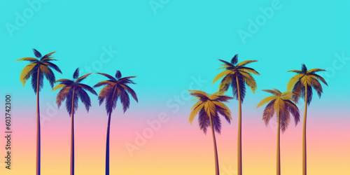 Palm trees in summer, clean background, illustration, generative AI © Dennis