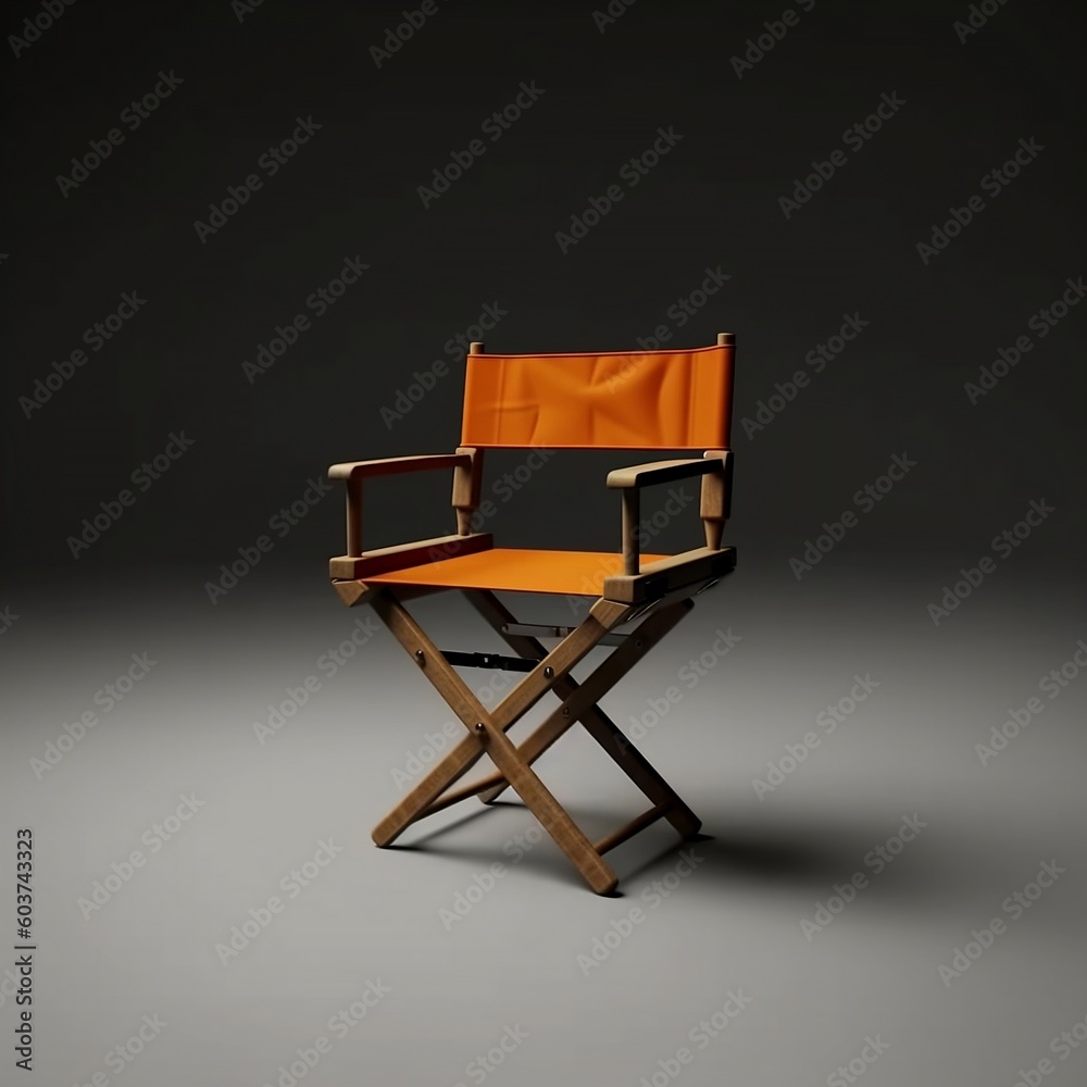 Front view of a director's chair on an isolated background. AI