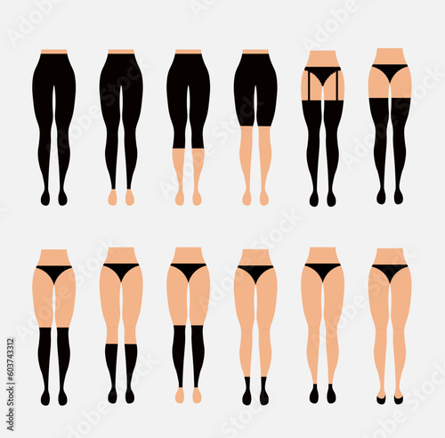 Different types of women's socks, tights and stockings