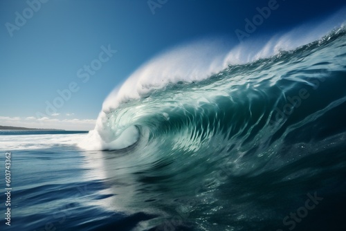 water crash cool surfing blue nature ocean sea liquid wave. Generative AI. © SHOTPRIME STUDIO