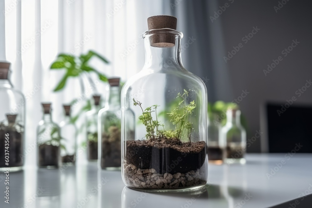 Plant a Bottle Garden, how to create this beautiful bottle garden or terrarium. Bottle gardens where place small plants into a glass vase or globe. AI generative Plant a Bottle Garden, how to create this beautiful bottle garden or terrarium. Bottle gardens where place small plants into a glass vase or globe. AI generative