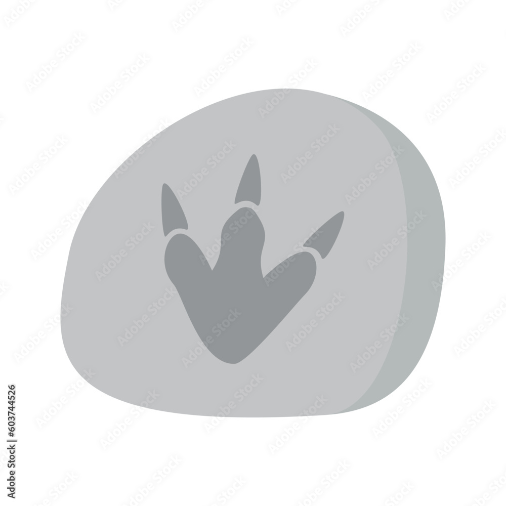 Flat hand drawn vector illustration of rock and footstep