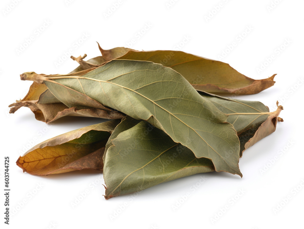 dried bay leaves on a white isolated background dried bay leaves on a white isolated background