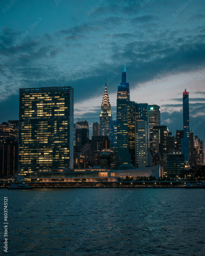 View of the Chrysler Building and Manhattan skyline from Long Island City, Queens, New York