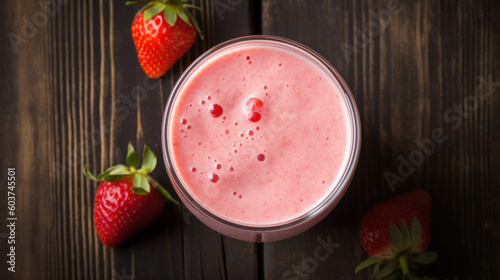 Fresh Strawberry Smoothie on a Rustic Table