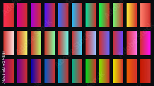 Colorful Red Color Shade Linear Gradient Palette Swatches Web Kit Rounded Rectangles Template Set
