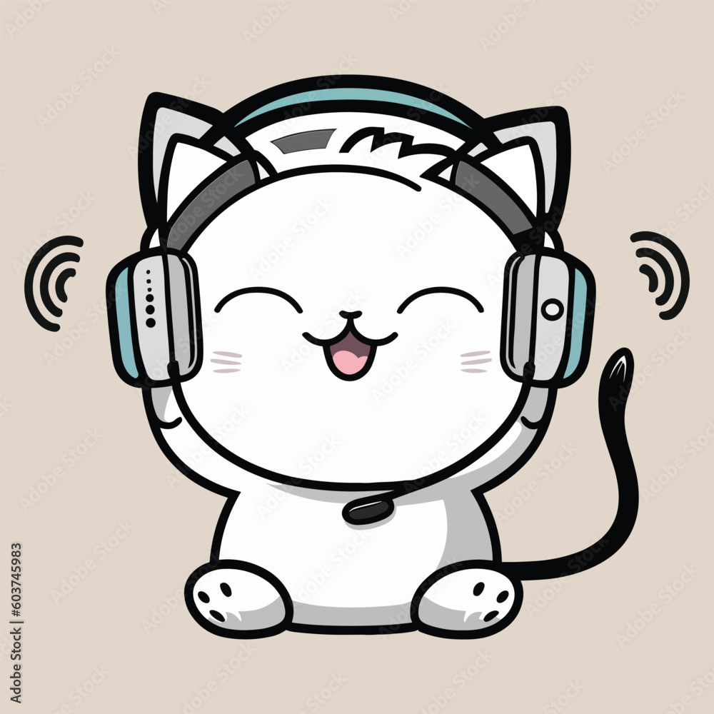 A cartoon cat with a microphone and headphones A cartoon cat with a microphone and headphones