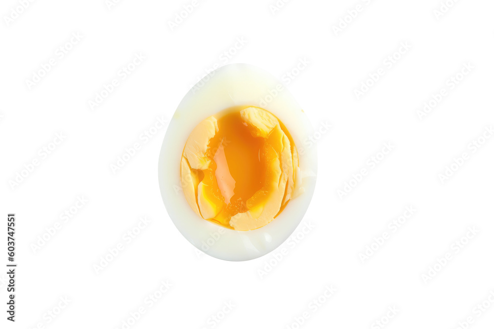 Egg boiled isolated on transparent background. Generative Ai