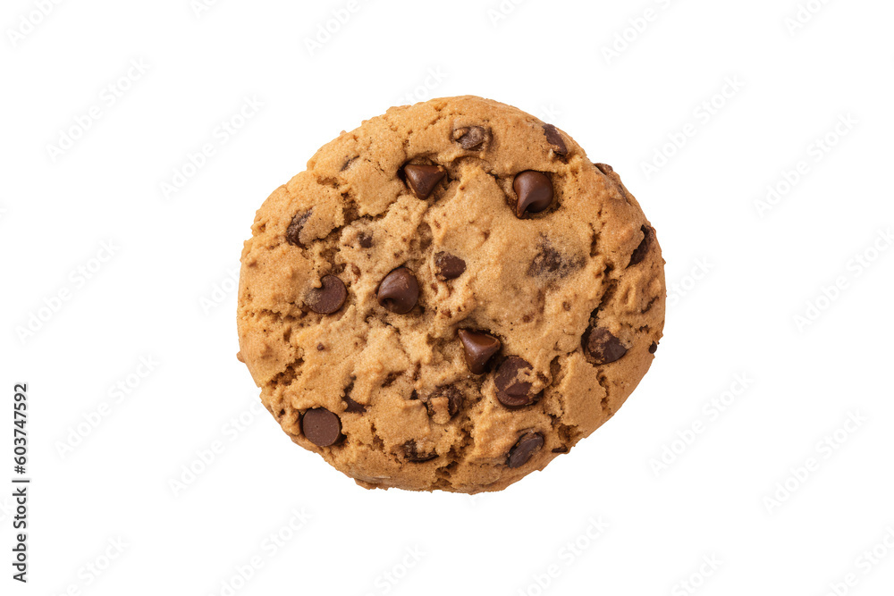 Cookie chocolate chips isolated on transparent background. Generative Ai Cookie chocolate chips isolated on transparent background. Generative Ai