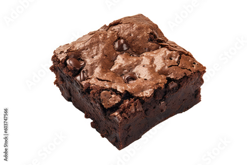 Chocolate brownie isolated on transparent background. 