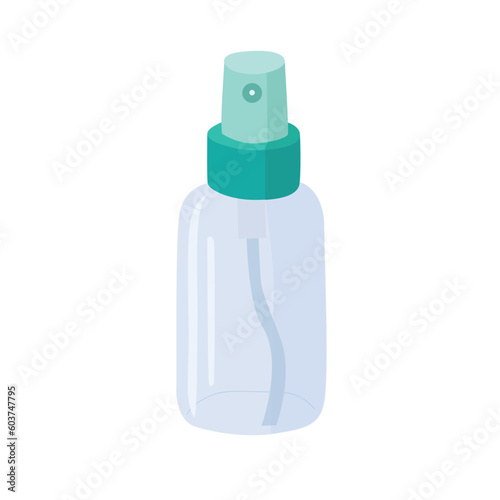 Empty plastic spray bottle vector. Spray bottle cartoon vector. Plastic waste. Flat vector illustration in cartoon style isolated on white background.