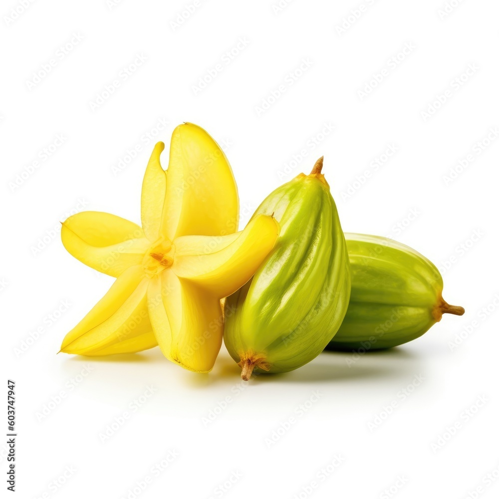 Carambola isolated on white background (generative AI) Carambola isolated on white background (generative AI)