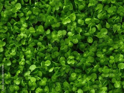 Watercress background as seamless tile (generative AI)