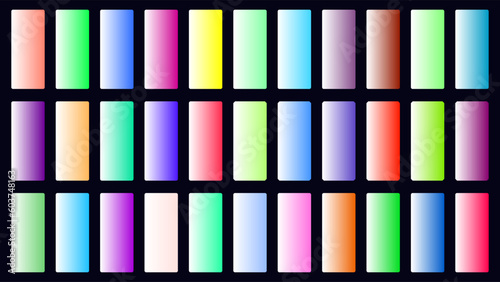 Colorful White Color Shade Linear Gradient Palette Swatches Web Kit Rounded Rectangles Template Set