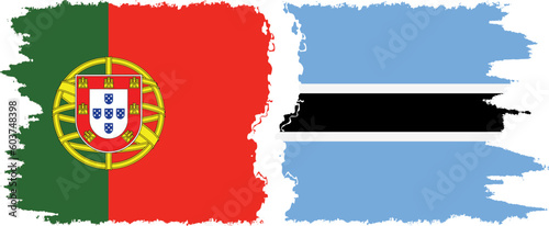 Botswana and Portugal grunge flags connection vector