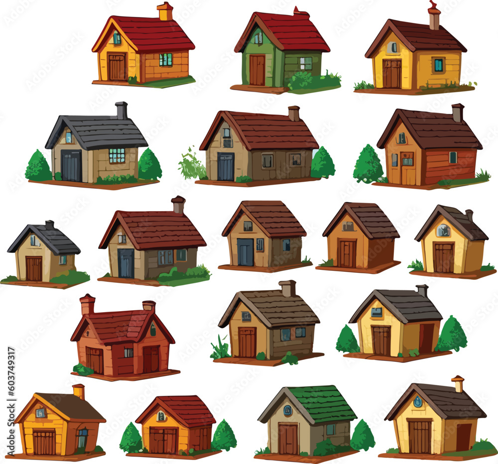Breathtaking fantasy dwarf house village art vector Breathtaking fantasy dwarf house village art vector