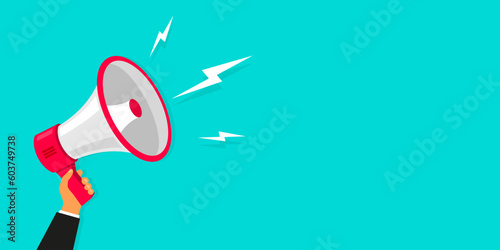 Megaphone vector illustration. Concept of join us, job vacancy and announcement for website and promotion banners. Vector illustration in flat design