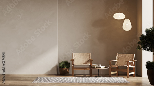 Foto Minimalist modern living room interior background with armchair, living room moc