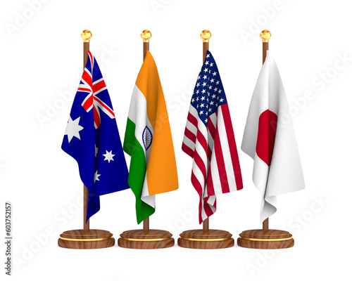 Set flags QUAD on white bac...