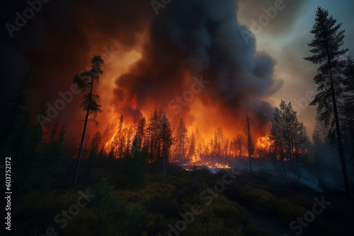 Huge forest fire  Generative AI