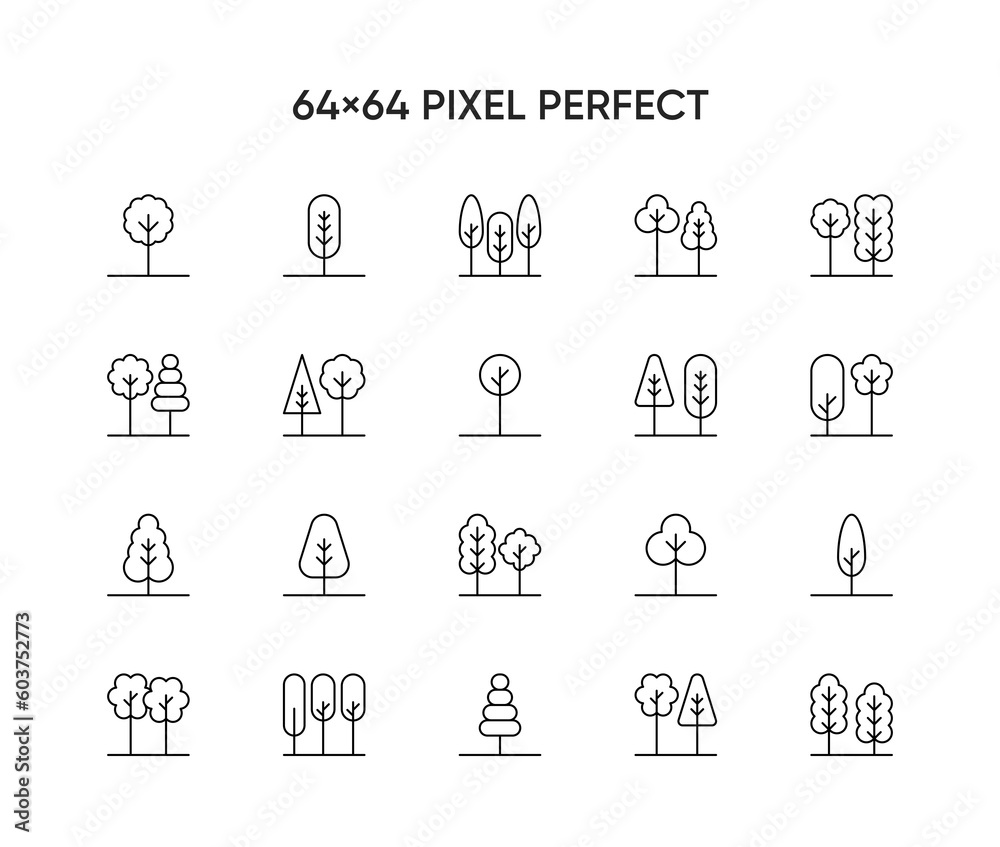 Tree Vector Line Icon Set. Contains such Icons as Wood, Plant, Pine, Cactus, Bamboo and more. Expanded Stroke
Tree Vector Line Icon Set. Contains such Icons as Wood, Plant, Pine, Cactus, Bamboo and more. Expanded Stroke