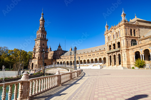 The Plaza de Espana "Spain Square", Seville, Spain, is one of the most beautiful squares in the world